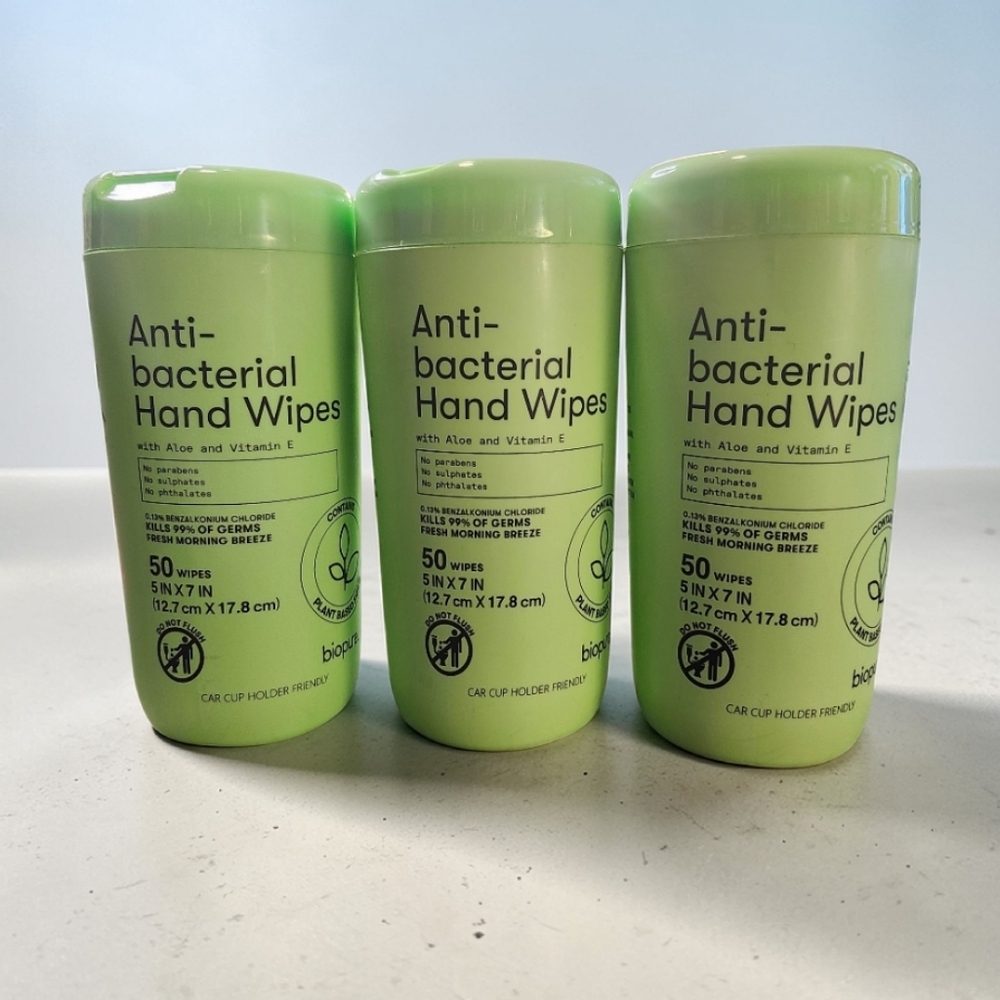 Biopure Anti-bacterial Hand Wipes Sealed - Travel Tubes (3 Pack)